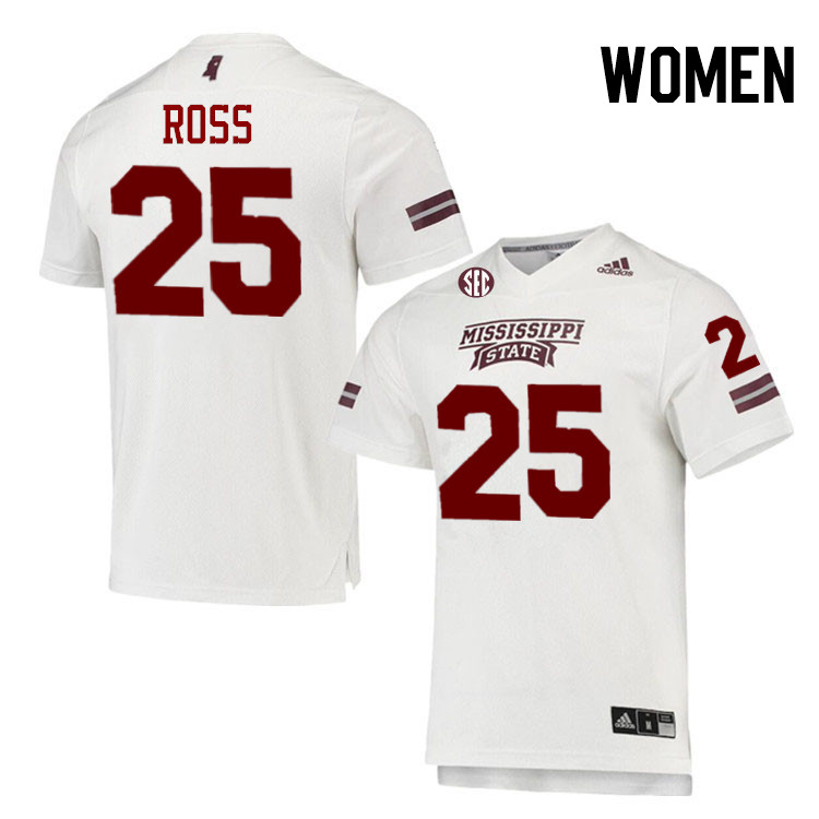 Women #25 Marcus Ross Mississippi State Bulldogs College Football Jerseys Stitched-White